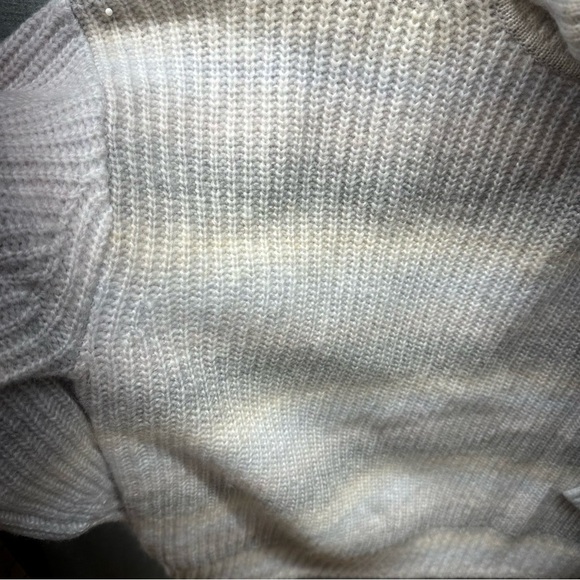GAP Oversized Chunky Knit Turtleneck Sweater Women's XL Striped Gray Ivory - Picture 2 of 10